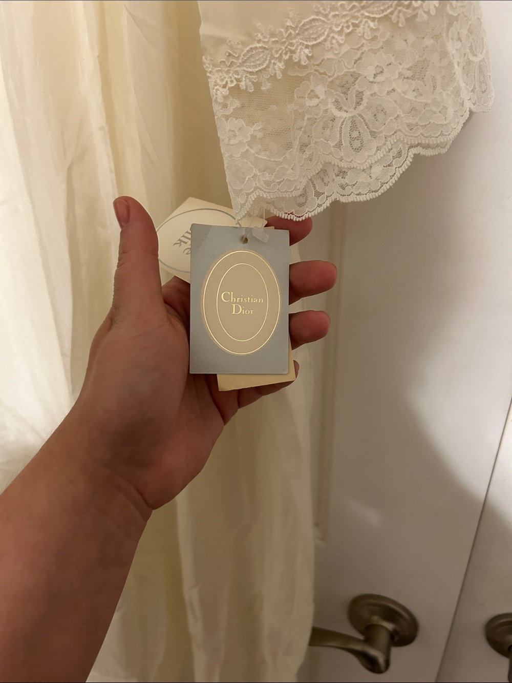 Dior Cream Lace-Trimmed Empire Chemise - Picture 6 of 6